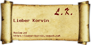 Lieber Korvin névjegykártya